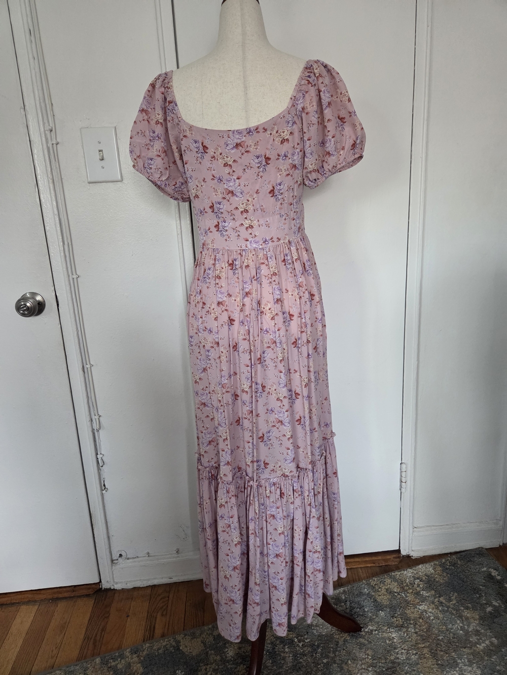 LoveShackFancy Pink Floral Puff-Sleeve Maxi Dress - Picture 2 of 5
